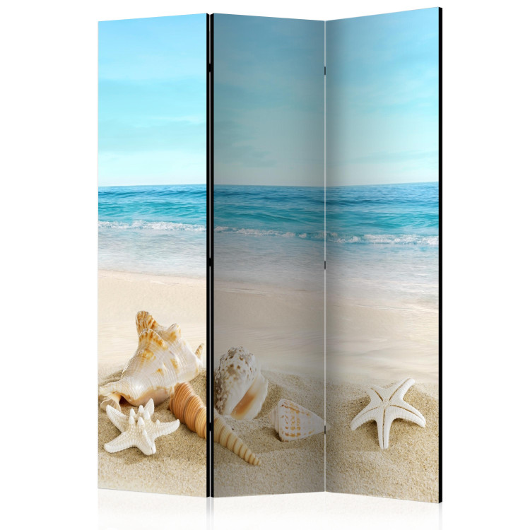 Folding Screen Blue Tranquility (3-piece) - beach landscape and blue sea 134316