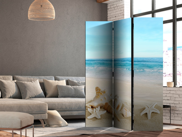 Folding Screen Blue Tranquility (3-piece) - beach landscape and blue sea 134316 additionalImage 4