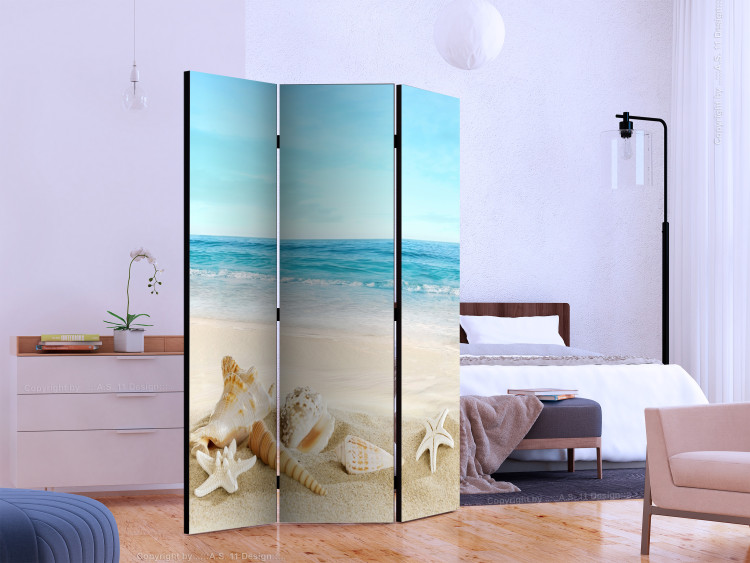 Folding Screen Blue Tranquility (3-piece) - beach landscape and blue sea 134316 additionalImage 2