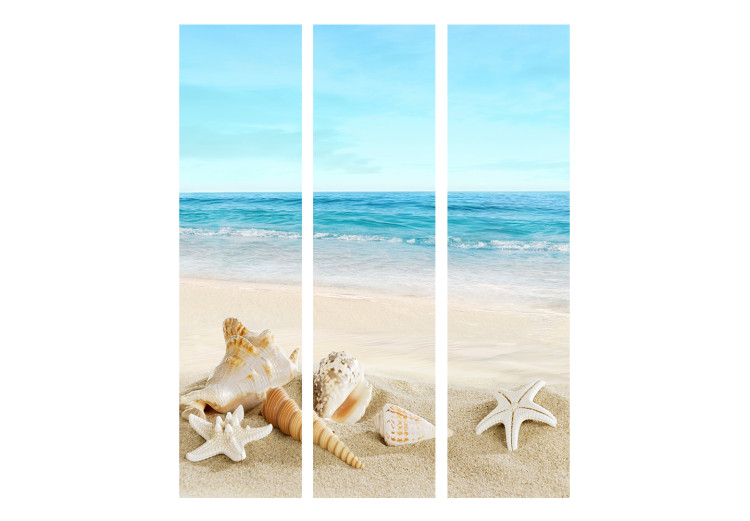 Folding Screen Blue Tranquility (3-piece) - beach landscape and blue sea 134316 additionalImage 3