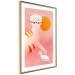 Wall Poster Young Tiger - playful animal touching a bird on a red background 135716 additionalThumb 2