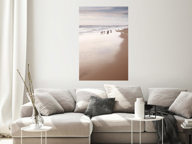 Wall Poster Autumn Beach - seascape of a beach and ducks against a bright sky 137916 additionalImage 21