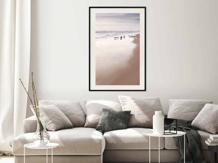 Wall Poster Autumn Beach - seascape of a beach and ducks against a bright sky 137916 additionalImage 17