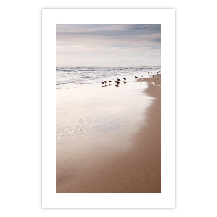 Wall Poster Autumn Beach - seascape of a beach and ducks against a bright sky 137916 additionalImage 9