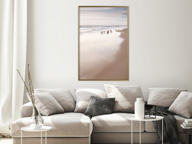 Wall Poster Autumn Beach - seascape of a beach and ducks against a bright sky 137916 additionalImage 22