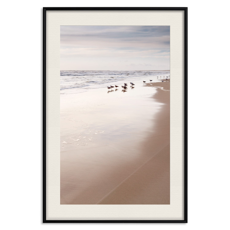 Wall Poster Autumn Beach - seascape of a beach and ducks against a bright sky 137916 additionalImage 25