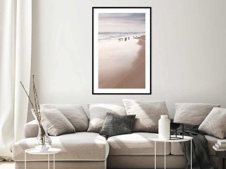 Wall Poster Autumn Beach - seascape of a beach and ducks against a bright sky 137916 additionalImage 18