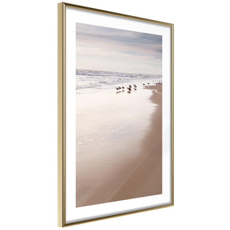 Wall Poster Autumn Beach - seascape of a beach and ducks against a bright sky 137916 additionalImage 2