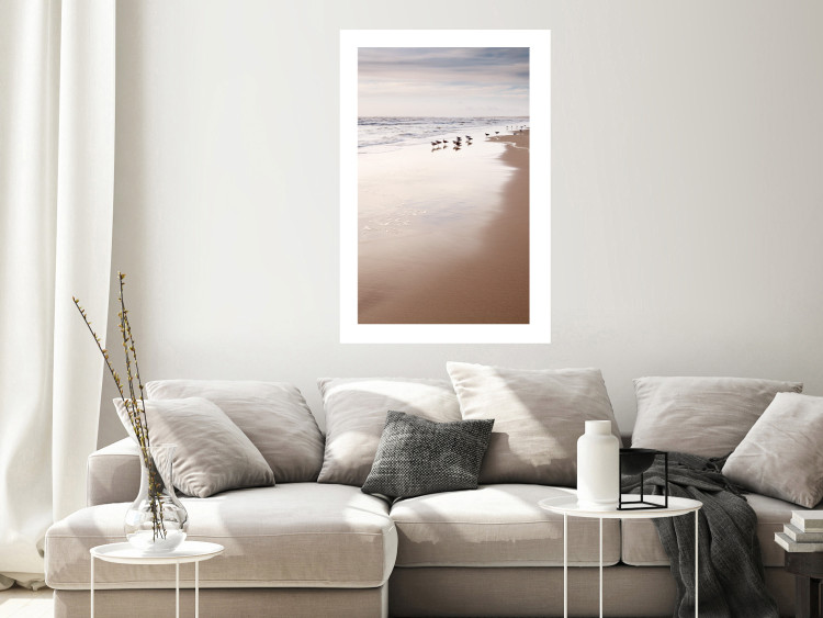 Wall Poster Autumn Beach - seascape of a beach and ducks against a bright sky 137916 additionalImage 15