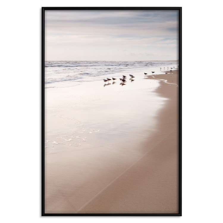 Wall Poster Autumn Beach - seascape of a beach and ducks against a bright sky 137916 additionalImage 13