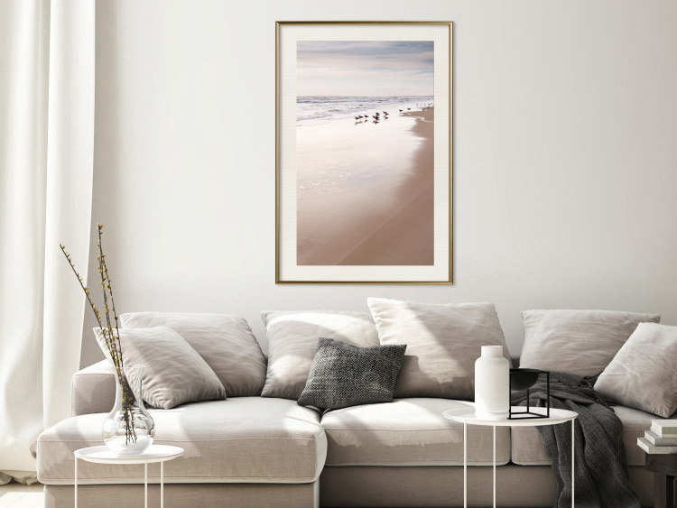 Wall Poster Autumn Beach - seascape of a beach and ducks against a bright sky 137916 additionalImage 18