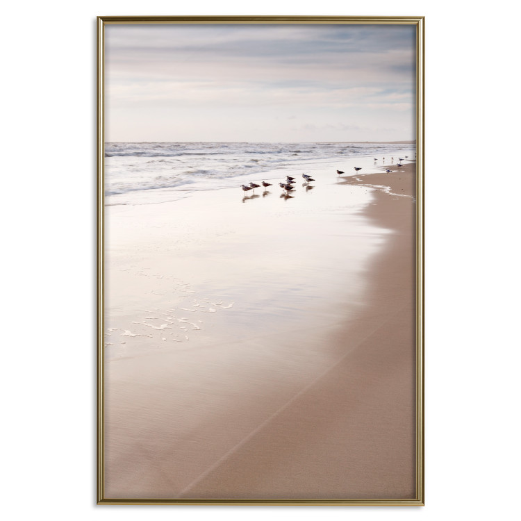 Wall Poster Autumn Beach - seascape of a beach and ducks against a bright sky 137916 additionalImage 11