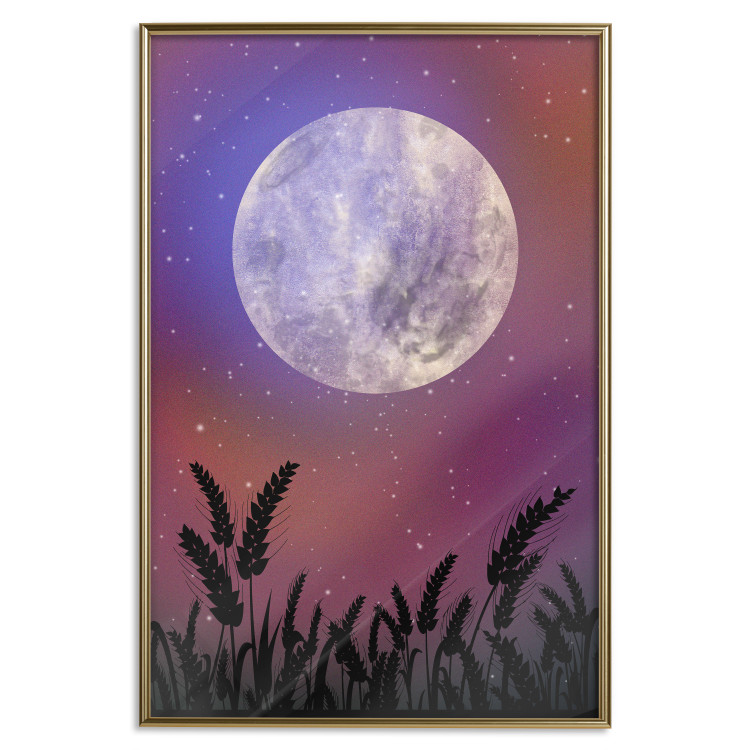 Poster Night in the Countryside - meadow landscape against a cosmic sky and bright moon 138216 additionalImage 11