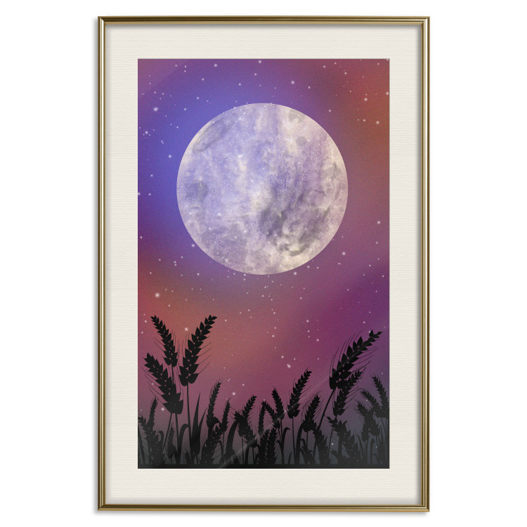 Poster Night in the Countryside - meadow landscape against a cosmic sky and bright moon 138216 additionalImage 18