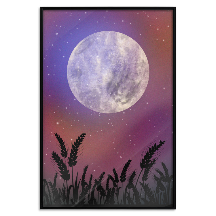 Poster Night in the Countryside - meadow landscape against a cosmic sky and bright moon 138216 additionalImage 10