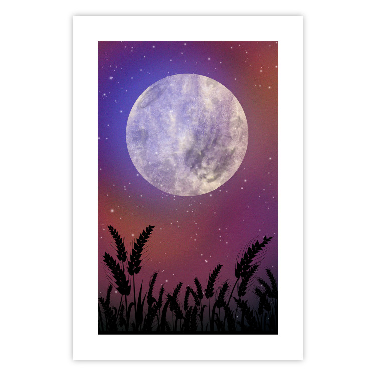Poster Night in the Countryside - meadow landscape against a cosmic sky and bright moon 138216 additionalImage 11