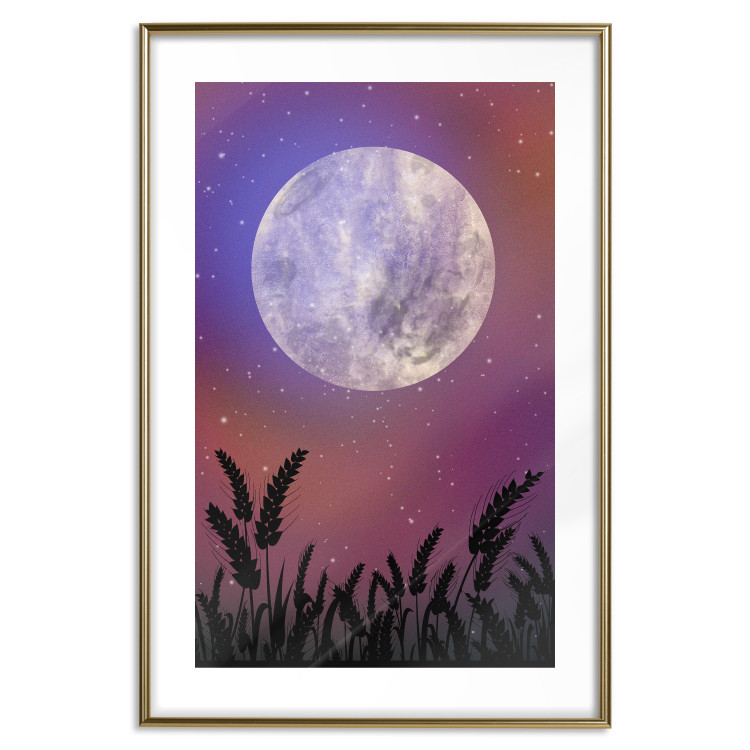 Poster Night in the Countryside - meadow landscape against a cosmic sky and bright moon 138216 additionalImage 16