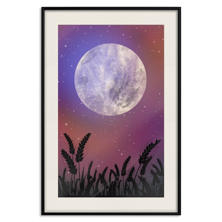 Poster Night in the Countryside - meadow landscape against a cosmic sky and bright moon 138216 additionalImage 17