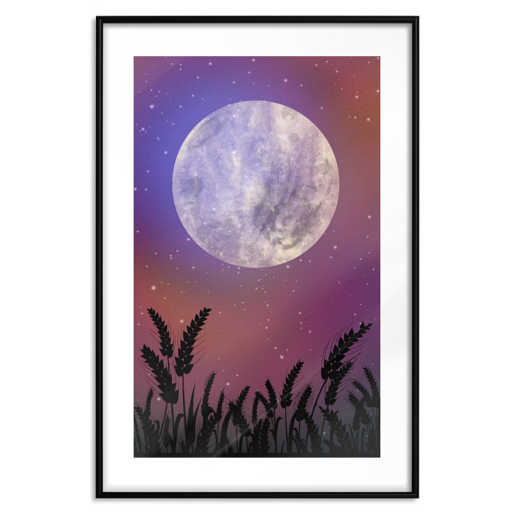 Poster Night in the Countryside - meadow landscape against a cosmic sky and bright moon 138216 additionalImage 14