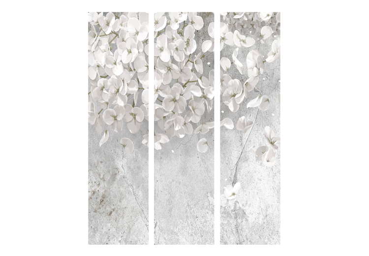 Room Separator Floral Clouds (3-piece) - Flowers on a concrete texture background 138516 additionalImage 3