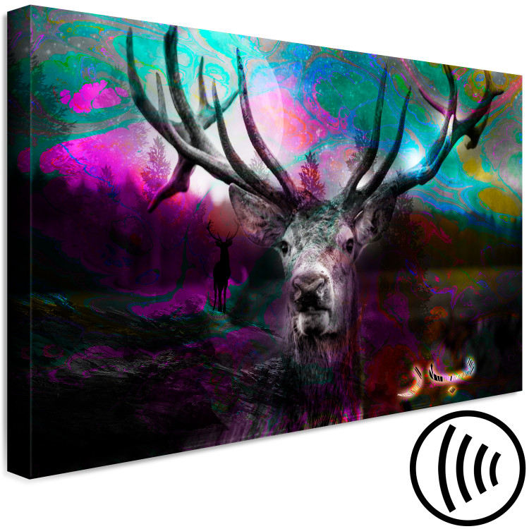 Canvas Print Deer in a Colorful Forest (1-piece) Wide - animal and colorful streaks 143716 additionalImage 6