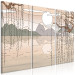 Canvas Art Print Japanese Landscape (3-piece) - view among trees to mountains and lake 144516 additionalThumb 2