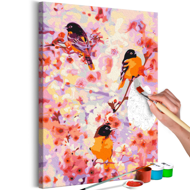 Paint by Number Kit Little Cuties - Funny Titmouse Jumping on Branches Among Flowers 144616 additionalImage 3