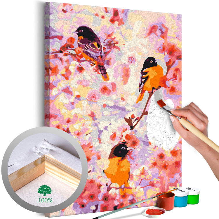 Paint by Number Kit Little Cuties - Funny Titmouse Jumping on Branches Among Flowers 144616