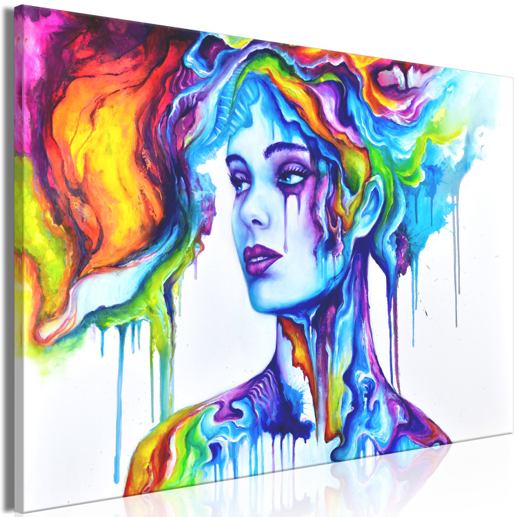 Canvas Art Print Colorful Portrait (1-piece) - woman's face in rainbow colors 144716 additionalImage 2