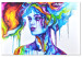 Canvas Art Print Colorful Portrait (1-piece) - woman's face in rainbow colors 144716