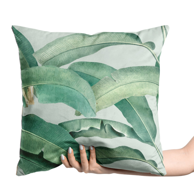Decorative Velor Pillow Leafy curtain in greens - floral pattern with exotic banana tree 147116 additionalImage 2