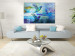 Canvas Print Hummingbirds in Flight (1-piece) - blue abstraction with flying birds 148916 additionalThumb 3