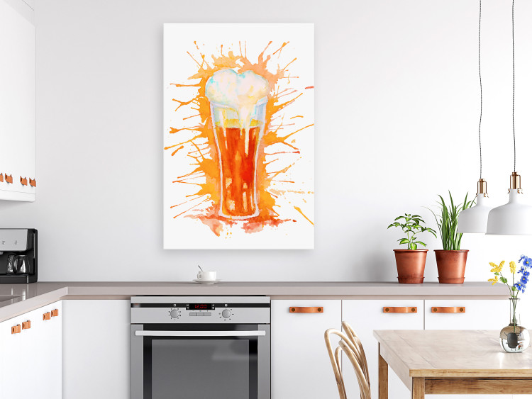 Canvas Art Print Beer Mug - Drawing Painted With Watercolor in Warm Colors 149816 additionalImage 3