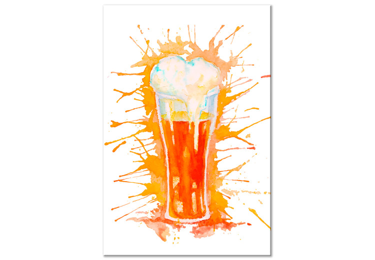Canvas Art Print Beer Mug - Drawing Painted With Watercolor in Warm Colors 149816
