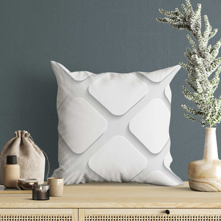 Decorative Microfiber Pillow Oblique Squares - Minimalist Composition With Geometric Figures 151316 additionalImage 3