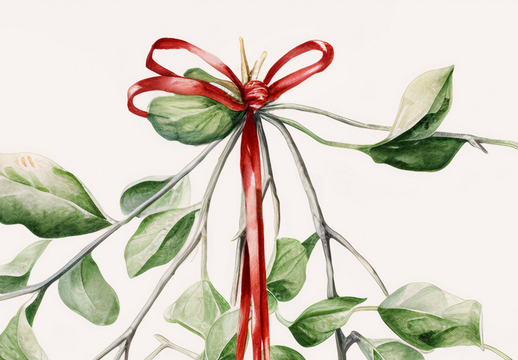 Poster Christmas Mistletoe - Illustration of a Branch Tied With a Red Ribbon 151716 additionalImage 3