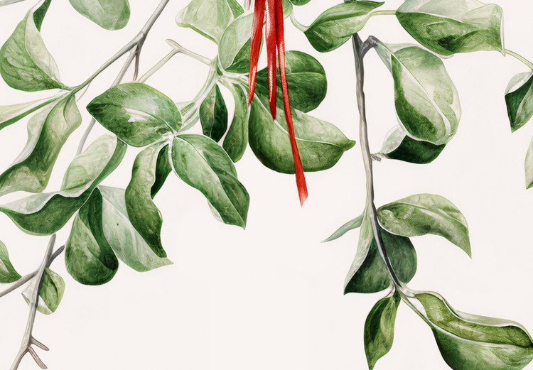 Poster Christmas Mistletoe - Illustration of a Branch Tied With a Red Ribbon 151716 additionalImage 2