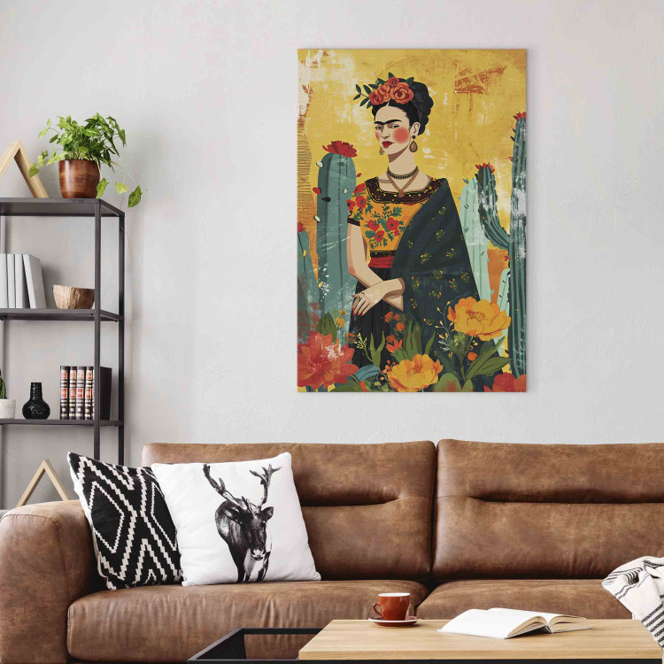 Large canvas print Frida Kahlo - An Artistic Representation of the Artist With Cacti [Large Format] 152216 additionalImage 5