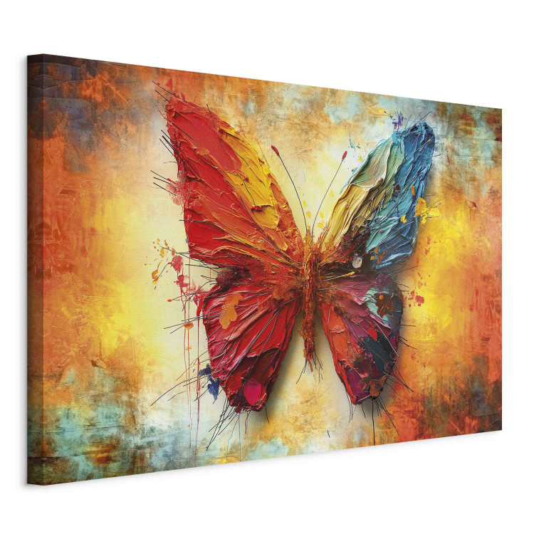 Canvas Art Print Collectible Butterfly - Painting Insect on Orange Background 159516 additionalImage 2