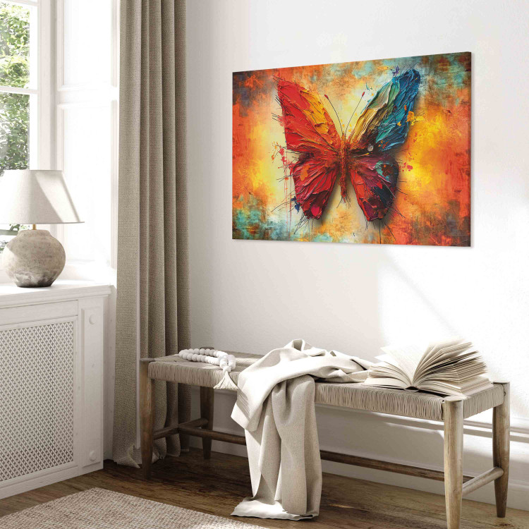 Canvas Art Print Collectible Butterfly - Painting Insect on Orange Background 159516 additionalImage 4