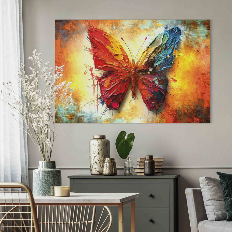 Canvas Art Print Collectible Butterfly - Painting Insect on Orange Background 159516 additionalImage 3