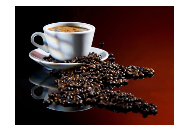 Photo Wallpaper Coffee - Subtle Motif of Black Coffee in a White Cup on a Dark Background 60216 additionalImage 1