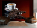 Photo Wallpaper Coffee - Subtle Motif of Black Coffee in a White Cup on a Dark Background 60216