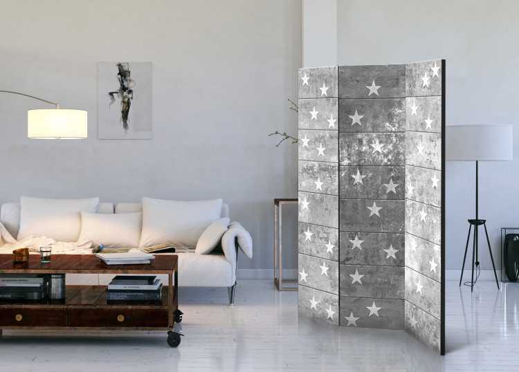 Folding Screen Stars on Concrete - white stars on gray concrete texture 95316 additionalImage 4
