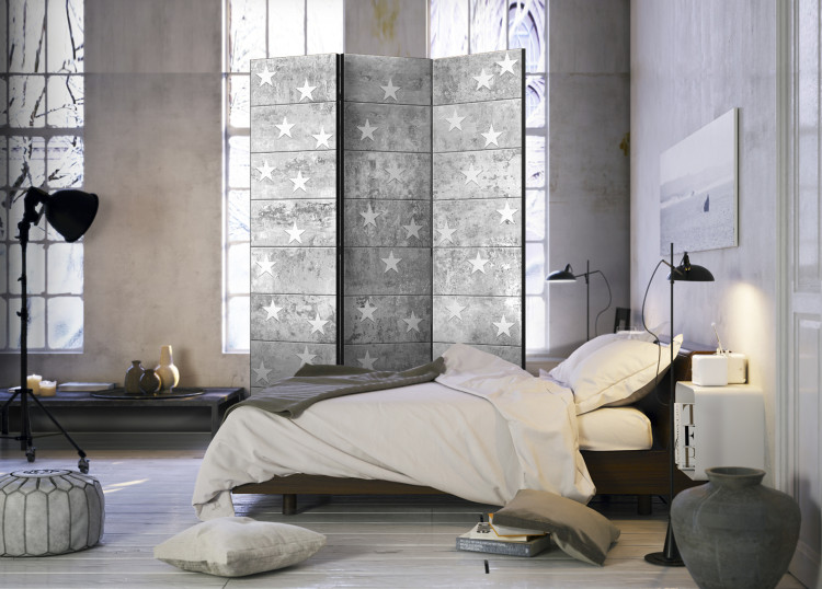 Folding Screen Stars on Concrete - white stars on gray concrete texture 95316 additionalImage 2