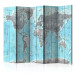 Room Separator Wooden Journeys - colorful map texture on wooden boards 95416