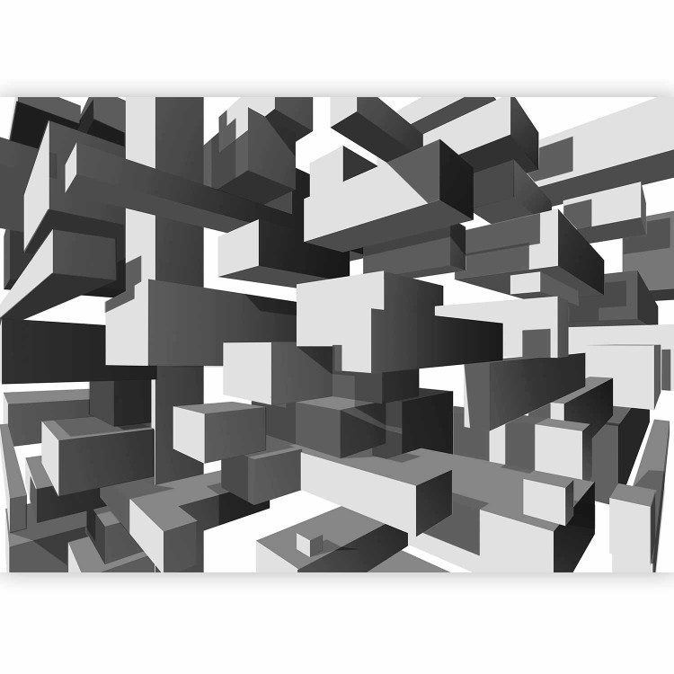 Wall Mural Grey notes - geometric abstraction in grey creating a 3D effect 96716 additionalImage 1