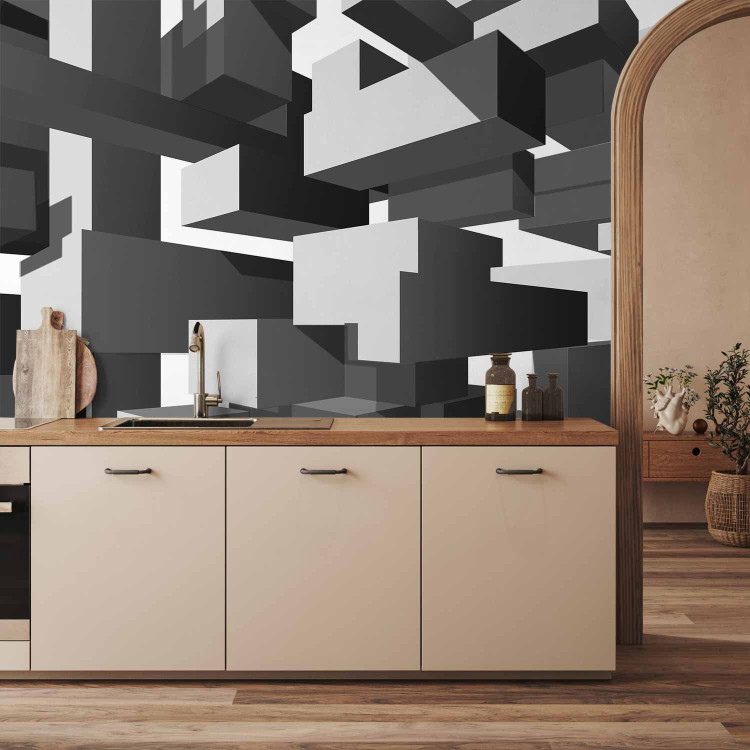 Wall Mural Grey notes - geometric abstraction in grey creating a 3D effect 96716 additionalImage 6