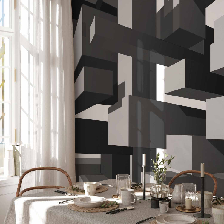 Wall Mural Grey notes - geometric abstraction in grey creating a 3D effect 96716 additionalImage 7