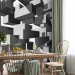 Wall Mural Grey notes - geometric abstraction in grey creating a 3D effect 96716 additionalThumb 4
